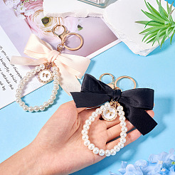 2шт 2 цвета золотой сплав и полиэстер и пластиковый брелок&nbsp;KEYC-TA0001-35C