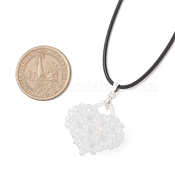 Гальванизированный стеклянный бисер кулон в форме сердца ожерелья из черного вощеного хлопкового шнура для женщин&nbsp;NJEW-MZ00120-01