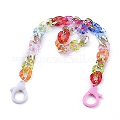 Personalisierte Regenbogen ccb Kunststoff & Acryl Bordsteinkette Ketten&nbsp;NJEW-JN02878