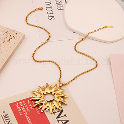 Винтажные ожерелья с подвеской в виде подсолнуха из нержавеющей стали 304 для женщин KZ0138-2