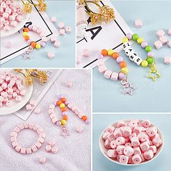 20 Uds. Cuentas de silicona con letras de cubo rosa&nbsp;JX435R
