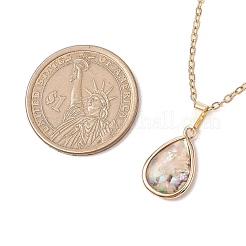 Ожерелья с подвесками из натуральных ракушек пауа NJEW-JN05141-04