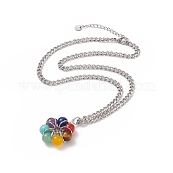 Collana con pendente a fiore con perline di pietre preziose miste naturali e sintetiche&nbsp;NJEW-TA00040