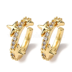 Латунные серьги-манжеты из прозрачного кубического циркония&nbsp;LS-EJEW-D328-02G-03