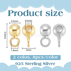 16 шт. 2 цвета 925 серебряные трубчатые дужки&nbsp;STER-BC0003-75