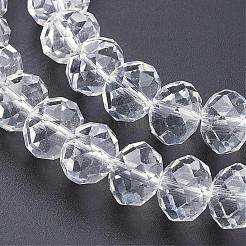 変色防止ファセットロンデルハンドメイドガラスビーズ  DIYクラフト用  透明  12x8mm  穴：1mm  約68~70個/連  58~59cm&nbsp;GS011-01