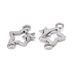 合金コネクター  カドミウムフリー＆ニッケルフリー＆鉛フリー  スター  アンティークシルバー  18.5x12.5x2.5mm  穴：2mm&nbsp;PALLOY-A19924-AS-FF