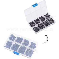 ABSプラスチッククラフト人形の目  ぬいぐるみの目  ステンレス鋼ピンと  ブラック  4~20mm  ピン：0.6mm  206個/箱&nbsp;DIY-PH0024-47