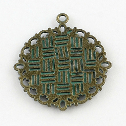 Fleur pendentif en alliage de zinc plates supports de plateau rond&nbsp;PALLOY-R065-097-FF