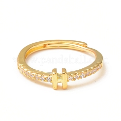 Прозрачное регулируемое кольцо с буквой из прозрачного циркония RJEW-C052-01G-H