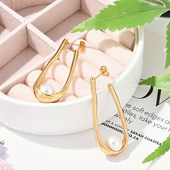 Серьги-гвоздики из нержавеющей стали 304 с имитацией жемчуга EJEW-M070-10G