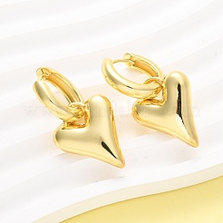 Серьги-кольца из латуни в форме сердца EJEW-D322-12G-01