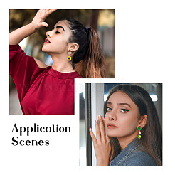 12 пара 12 стильных двухцветных сережек-гвоздиков из смолы и орехового дерева DIY-CW0001-35