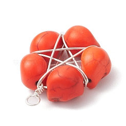 Ciondoli con perline a forma di teschio turchese sintetico tinto di Halloween&nbsp;PALLOY-TA00297-02