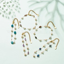 Браслет из натуральных драгоценных камней и жемчуга BJEW-JB08293