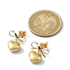 Orecchini pendenti a forma di fiocco in ottone con cuore in acciaio inossidabile 304&nbsp;EJEW-TA00328