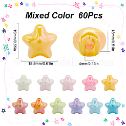 60 шт. переливающиеся акриловые бусины с УФ-покрытием&nbsp;MACR-SC0001-52