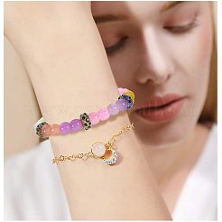 Выпечка расписанная имитация нефрита стеклянные круглые бусины DGLA-PH0002-04