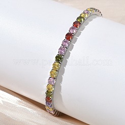 Теннисные браслеты для женщин из нержавеющей стали 304 с микропаве и разноцветными кубическими циркониями.&nbsp;BJEW-G779-02P