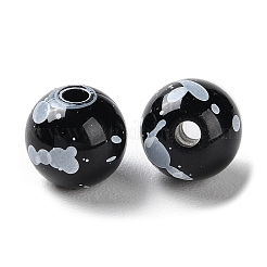 Круглые непрозрачные акриловые бусины с принтом&nbsp;ACRP-P001-01B-02