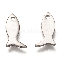 変色しない304ステンレススチールチャーム  魚  ステンレス鋼色  11.5x6.5x1mm  穴：1.2mm&nbsp;X-STAS-H136-04P
