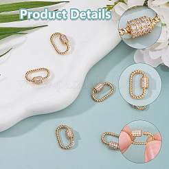 6 Stück Messing Micro Pave klare Zirkonia Schraubkarabiner Verschluss Charms&nbsp;KK-DC0005-01