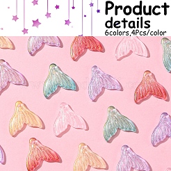 24 шт. 6 цвета прозрачные стеклянные подвески с распылительной росписью GLAA-FS0001-90