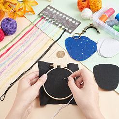 ツリー柄キスロック財布刺繍スターターキット  プラスチック刺繡フープを含む  ファブリック  スレッド  針  財布フープキーホルダー  ミックスカラー  75~145x62~140x0.1~9mm&nbsp;DIY-WH0043-46