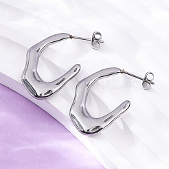 304ステンレススチールスタッドピアス  U字型  ステンレス鋼色  25.5x18.5x3.5mm&nbsp;EJEW-B108-18P