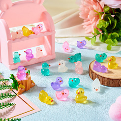56 pièce de 14 styles de décorations lumineuses en résine en forme de canard&nbsp;DJEW-TA0001-09