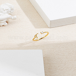 1 шт. латунные манжеты с буквами и стразами для женщин&nbsp;AJEW-LP0004-47T-G