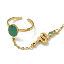 Ионное покрытие (ip) 304 нержавеющая сталь зеленая эмаль браслеты кольца змеи BJEW-H617-03G
