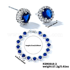 Винтажный элегантный комплект из латунных серег-гвоздиков и браслетов с кубическим цирконием HH8827-2