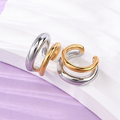 Двухслойные серьги-каффы из нержавеющей стали 304 в форме буквы С двухцветные&nbsp;EJEW-A131-04B-GP