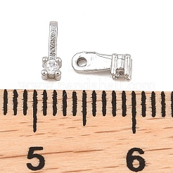 真鍮製マイクロパヴェキュービックジルコニアチャーム  プラチナ  6x2x2.5mm  穴：0.9mm&nbsp;KK-H538-19A-P