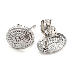 変色しない304ステンレススチールスタッドピアス金具  穴付き  オーバル  10x7.5mm  穴：1.2mm  ピン：0.8mm&nbsp;EJEW-D081-01A-P