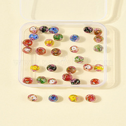 32шт 7 цвета ручной работы золотой песок бусины лэмпворк LAMP-FS0001-30