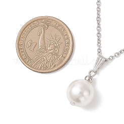 Ожерелья-цепочки с подвеской из белой ракушки и жемчуга&nbsp;NJEW-JN05760-01