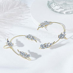 2 stücke 2 arten blatt legierung micro pave klar zirkonia manschette ohrringe&nbsp;EJEW-LP0013-19G