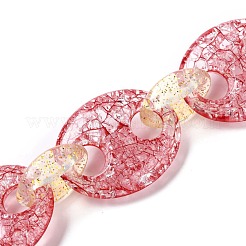 手作りのクラックルアクリルコーヒー豆チェーン  グリッターパウダー付き  ファイヤーブリック  43x34x11mm  27x18x9.5mm  約39.37インチ（1m）/連&nbsp;AJEW-JB00839