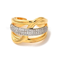 Кольца-манжеты из латуни с микро-паве и прозрачным циркониевым покрытием для женщин RJEW-G325-13G-GP