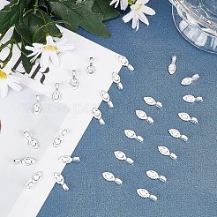 真鍮製ピンチベイル40個  ペンダント作り用の接着剤付きフラットパッドベイル  銀  16x6.5x1.5mm  穴：3x2mm&nbsp;KK-FH0003-67