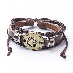 Пу кожаный шнур многожильных браслеты BJEW-P137-B-AB