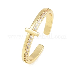 Messing Micro Pave Zirkonia Manschette offene Ringe&nbsp;CU-Z002-02G