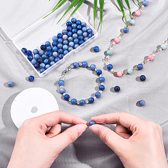 Нити круглых бусин из натурального голубого авантюрина&nbsp;G-AR0002-45