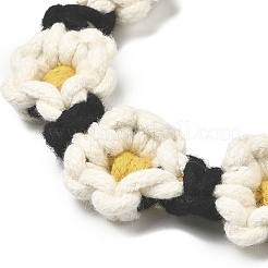 Cinturón de punto con forma de margarita y cordón de algodón de estilo bohemio&nbsp;AJEW-G066-01B