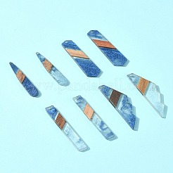 8шт 4 стиля подвески из прозрачной смолы и орехового дерева RESI-FS0001-77