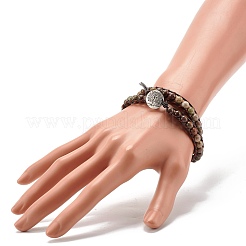 Perline rotonde in agata foresta pluviale naturale 2 bracciale avvolgente grezzo&nbsp;BJEW-JB07169-05