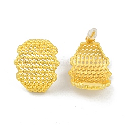 Полые выпуклые латунные серьги-гвоздики&nbsp;EJEW-Q391-21G-03