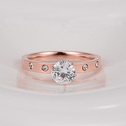 Женские кольца со стразами из нержавеющей стали 201&nbsp;FS-WGA8964-04